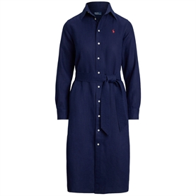 Polo Ralph Lauren Belted Linen Skjortekjole, Newport Navy